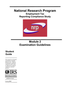 National Research Program Module 2 Examination Guidelines Employment Tax