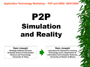 P2P Simulation and Reality Application Technology Workshop :  P2P and GRID: 28/01/2004