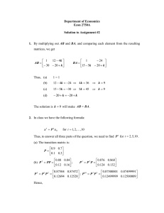 Department of Economics Econ 2750A  Solution to Assignment #2