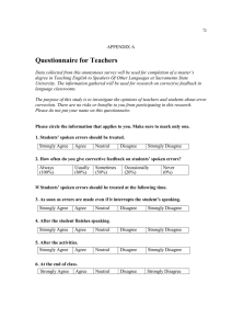 Questionnaire for Teachers