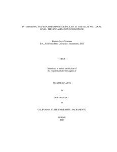 INTERPRETING AND IMPLEMENTING FEDERAL LAW AT THE STATE AND LOCAL