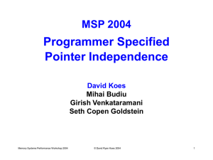 Programmer Specified Pointer Independence MSP 2004 David Koes