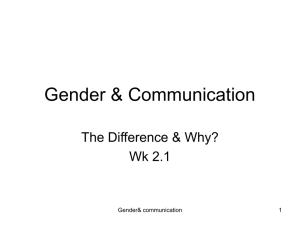 Gender &amp; Communication The Difference &amp; Why? Wk 2.1 Gender&amp; communication