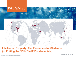 Intellectual Property: The Essentials for Start-ups November 19, 2013