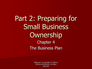 Part 2: Preparing for Small Business Ownership Chapter 4