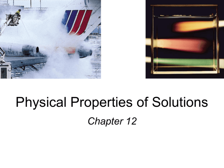 Physical Properties Of Solutions Chapter 12