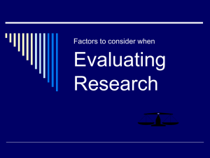 Evaluating Research Factors to consider when