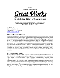 Great Works An Intellectual History of Modern Europe