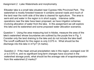 Assignment 2  -Lake Watersheds and morphometry