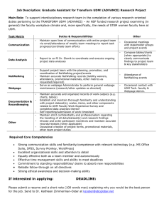 Job Description: Graduate Assistant for Transform UDM! (ADVANCE) Research Project