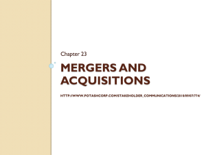 MERGERS AND ACQUISITIONS Chapter 23