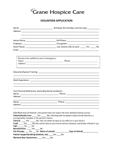 VOLUNTEER APPLICATION