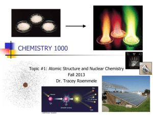 CHEMISTRY 1000 Topic #1: Atomic Structure and Nuclear Chemistry Fall 2013