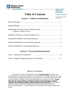 Table of Contents Section 1:  Policies and Definitions