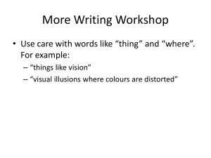 More Writing Workshop For example: – “things like vision”