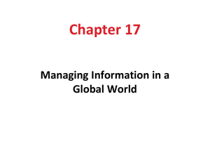 Chapter 17 Managing Information in a Global World