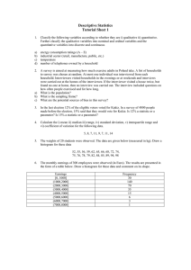 Descriptive Statistics Tutorial Sheet 1