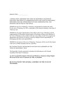 RESOLUTION _______________  A RESOLUTION AMENDING THE TOWN OF MONTEREY CHARTER BY