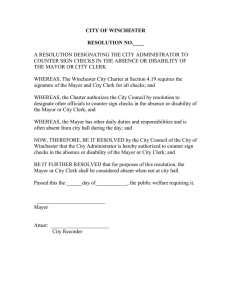 CITY OF WINCHESTER  RESOLUTION NO.____ A RESOLUTION DESIGNATING THE CITY ADMINISTRATOR TO