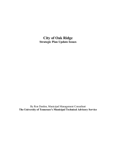City of Oak Ridge Strategic Plan Update Issues