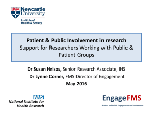 Engage FMS Patient &amp; Public Involvement in research