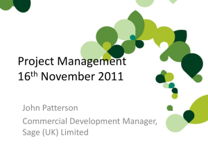 Project Management 16 November 2011 John Patterson