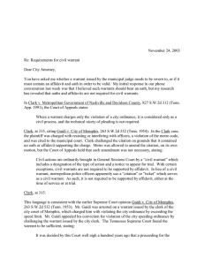 November 24, 2003  Re: Requirements for civil warrant Dear City Attorney,