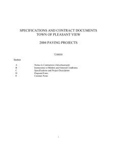 SPECIFICATIONS AND CONTRACT DOCUMENTS TOWN OF PLEASANT VIEW 2004 PAVING PROJECTS