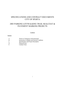 SPECIFICATIONS AND CONTRACT DOCUMENTS CITY OF SPARTA