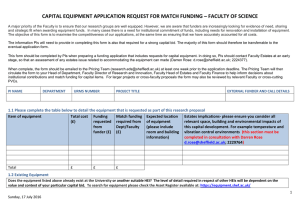 CAPITAL EQUIPMENT APPLICATION REQUEST FOR MATCH FUNDING – FACULTY OF...