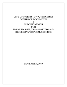 CITY OF MORRISTOWN, TENNESSEE CONTRACT DOCUMENTS &amp; SPECIFICATIONS