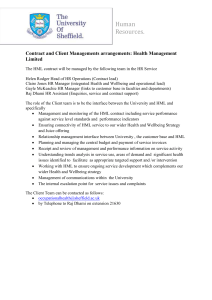 Human Resources. Contract and Client Managements arrangements: Health Management
