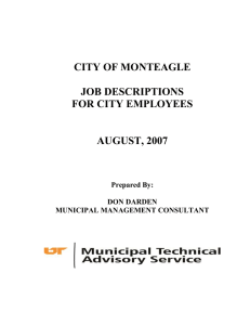 CITY OF MONTEAGLE JOB DESCRIPTIONS FOR CITY EMPLOYEES