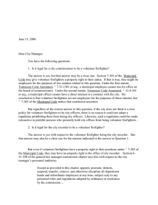 June 15, 2006  Dear City Manager: You have the following questions: