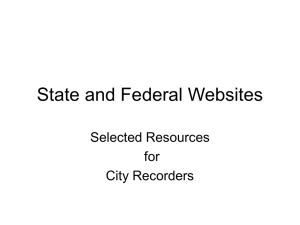 State and Federal Websites Selected Resources for City Recorders