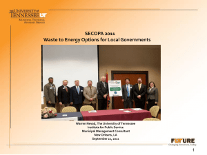 SECOPA 2011 Waste to Energy Options for Local Governments
