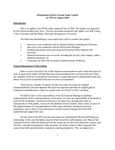 This is an update of an MTAS study conducted July... by EES Board member Gary Nave. The two consultants assigned... Elizabethton Electric System Study Update