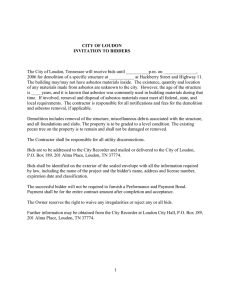 The City of Loudon, Tennessee will receive bids until __________p.m.... 2006 for demolition of a specific structure at ___________ at... CITY OF LOUDON