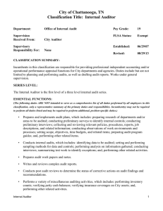 City of Chattanooga, TN Classification Title:  Internal Auditor