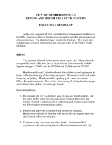 CITY OF HENDERSONVILLE REFUSE AND BRUSH COLLECTION STUDY  EXECUTIVE SUMMARY