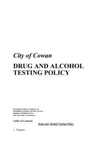 City of Cowan DRUG AND ALCOHOL TESTING POLICY