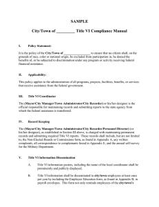 SAMPLE  City/Town of _________ Title VI Compliance Manual