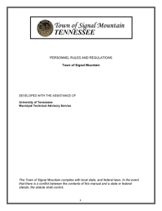 PERSONNEL RULES AND REGULATIONS Town of Signal Mountain