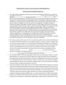 BID SPECIFICATIONS AND GENERAL REQUIREMENTS FOR DISASTER DEBRIS REMOVAL