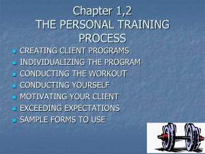 Chapter 1,2 THE PERSONAL TRAINING PROCESS