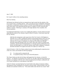 June 17, 2003  Re: Council’s ability to hire consulting attorney