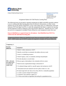 ______________________________________________________________________________ Assignment Options for Field Practica Learning Plans