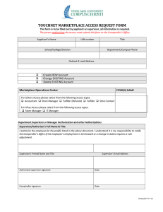 TOUCHNET MARKETPLACE ACCESS REQUEST FORM Marketplace Operations Center Delete EXISTING Account