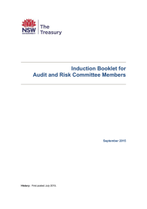 Induction Booklet for Audit and Risk Committee Members  September 2015