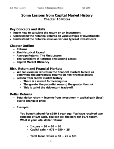 Some Lessons from Capital Market History Chapter 10 Notes